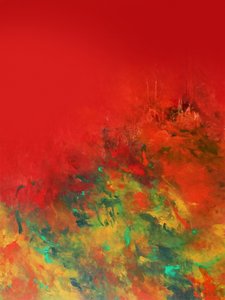 Vibrant Red Abstract by Ron Halfant