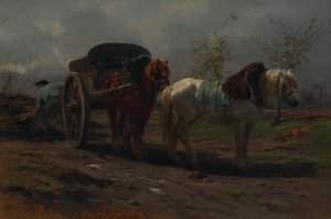 Two Horses in Front of a Cart by Rosa Bonheur