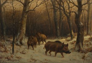 Wild Boars in the Snow by Rosa Bonheur