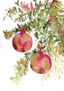 Holiday Pine and Baubles by Rosana Laiz Blursbyai