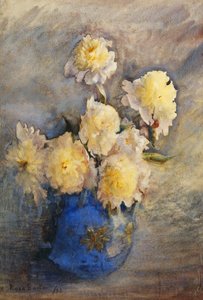 Peonies in a Blue Vase by Rose Maynard Barton