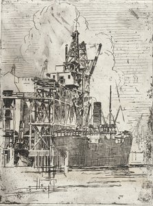 Freighter at Pier by Roswell Morse Shurtleff