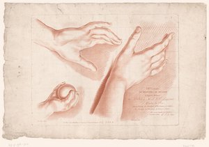 Title print with three hands (Principles of Drawing from Nature, part eight series)