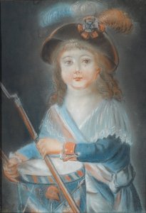 Portrait of a Boy as a Drummer of the French Revolution by Rougemont