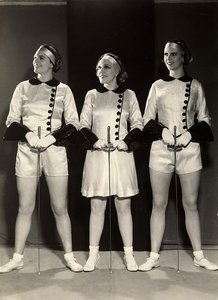 Portrait of Three Female Gymnasts in Fencing Clothes by Rudolf Duhrkoop