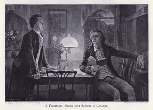German writers Friedrich Schiller and Johann Wolfgang von Goethe in Weimar