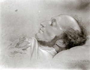 Felix Mendelssohn (1809-47) on his deathbed, c.1847 by Rudolf Julius Benno Huebner