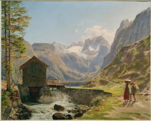 The Dachstein in the Salzkammergut from the Vorderer Gosausee by Rudolf von Alt