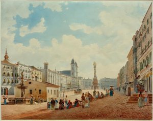 The Main Square in Linz by Rudolf von Alt