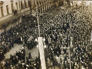 Funeral Procession Of The Poet Valery Yakovlevich Bryusov In Moscow On 12 October by Russian Photographer