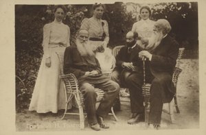 Leo Tolstoy with family and friends by Russian Photographer