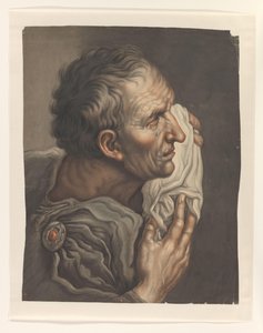 Crying Man with Cloth, Facing Right