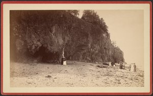 Group of People on Shoreline Near Cliffs, Possibly at Mt. Desert, Maine by S.R. Stoddard