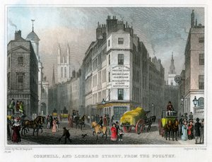 Cornhill and Lombard Street from Poultry, City of London by S. Lacey