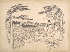 Two Women Admiring the Sights from a Vantage Point...the Zenpukuji Temple