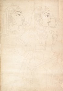 Singer and Sarinda Player, ca. 1800 by Sahib Ram