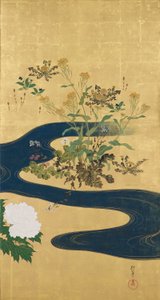 Flowering Plants of the Four Seasons and a Stream by Sakai Hoitsu