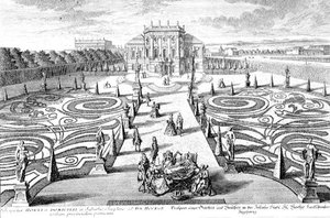 View of a Garden and House in Josefstadt, Vienna, engraved by Johann August Corvinus