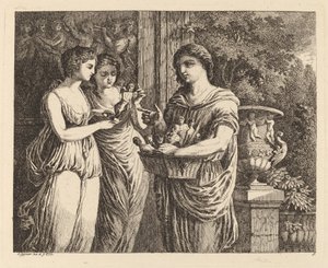 Figurine Seller with Two Girls by Salomon Gessner