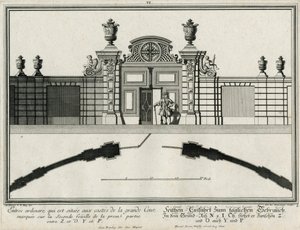 Ground Plan and Elevation of a Side Gate to the Courtyard of Honor by Salomon Kleiner