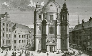 View of the Peterskirche, Vienna, engraved by Johann Bernard Hattinger