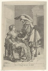 Man Offering a Woman a Coin (Dats de Bruydt daermen om danst) by Salomon Savery