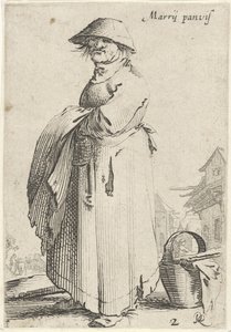 Woman with Cloth over Her Arm, a Basket on the Ground Behind Her