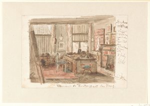 Study Room of Carel Vosmaer at Ruiterstraat in The Hague by Salomon van Witsen
