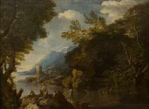 Landscape with Figures and Boats by Salvator (follower of) Rosa