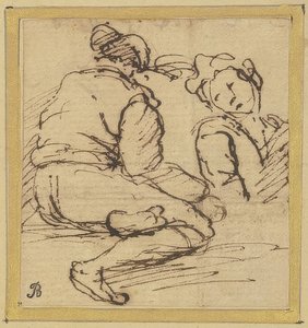Seated Man and Half Figure