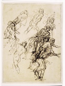 Sketches for Male Figures Moving Vigorously to the Right by Salvator Rosa