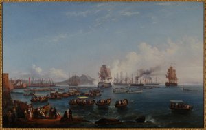 Departure by Boat of the Duchess of Aumale in the Gulf of Naples by Salvatore Fergola