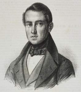 Portrait of Carlo Mele, lithograph by Salvatore Puglia from Poliorama Pittoresco, n 15, November 20 by Salvatore Puglia