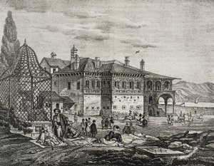 Tomb of Ali Pacha in Joannina, Greece. Lithograph by Salvatore Puglia from Poliorama Pittoresco by Salvatore Puglia