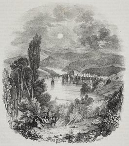 View of Cephissus lake surroundings in Boeotia, Greece, lithograph by Salvatore Puglia from Poliorama Pittoresco