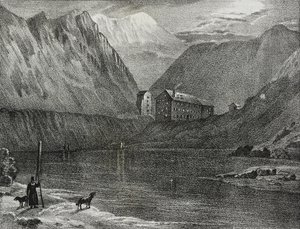 View of Great St Bernard Hospice from Lake, Italy-Switzerland Border, from Poliorama Pittoresco, No. 9, October 9 by Salvatore Puglia