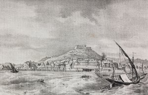 View of Naples from the sea, Campania, Italy, lithograph by Salvatore Puglia from Poliorama Pittoresco by Salvatore Puglia