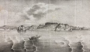 View of Posillipo from the Coroglio road, Campania, Italy, lithograph by Salvatore Puglia from Poliorama Pittoresco by Salvatore Puglia