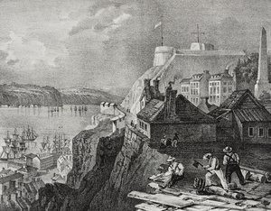 View of Quebec city, Canada, lithograph by Salvatore Puglia from Poliorama Pittoresco by Salvatore Puglia