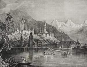 View of Thun, Canton of Bern, Switzerland, from Poliorama Pittoresco, No. 35, April 9 by Salvatore Puglia