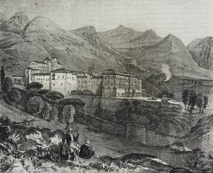 View of Monastery of San Martino delle Scale near Palermo, Sicily, Italy, from Poliorama Pittoresco, No. 47, July 2