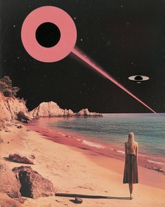 Pink UFO Beach Night by Samantha Hearn