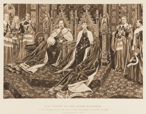 King Edward VII and Queen Alexandra in Parliament by Samuel Begg