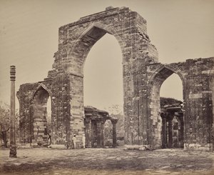 Delhi. Great Arch and Iron Pillar near the Qutub Minar, Ruins of Old Delhi by Samuel Bourne