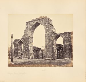 Delhi; The Kutub Minar, Great Arch and Iron Pillar by Samuel Bourne