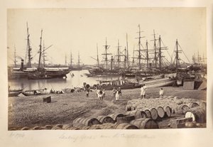 Landing goods near the Custom House, Calcutta