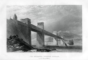 The Britannia Tubular Bridge over the Menai Straits, Wales by Samuel Bradshaw