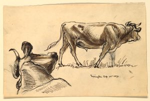 Sketches of Cattle, Irvington by Samuel Colman