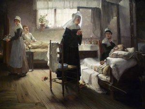 Evangeline Discovering Her Betrothed in the Hospital by Samuel G. Richards
