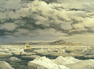 First discovery of land by HMS Investigator, September 6th 1850, engraved by E. Walker